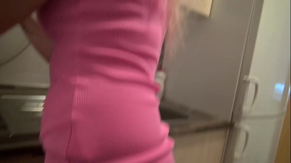 Curly Blonde Shows Off Her Pretty Pussy in the Kitchen