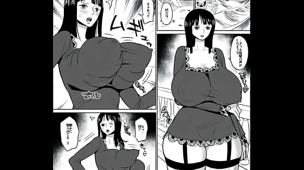 Nico Robin from One Piece, her breasts being groped by the invisible man Absalom