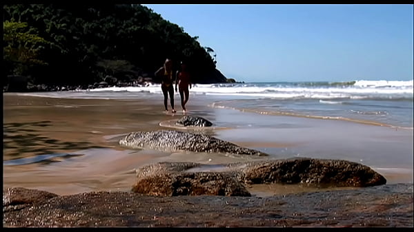 Young lesbians have sensual intercourse, licking and toying their tight holes on the seaside